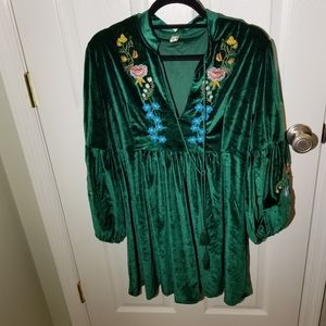 Green velvet dress